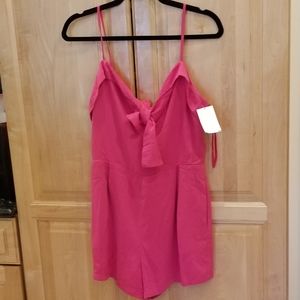 Naked Zebra Tie Front Romper Pink M NWT